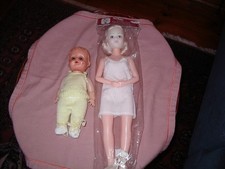 VINTAGE POUPEE DE MARIEE BRIDE DOLL IN PACK AND ONE OTHER SMALL DOLL