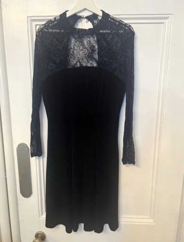 Monsoon blue lace velvet - blue, lace/velvet