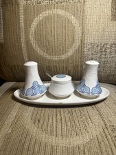 Vintage 1960s, Carlton Ware salt pepper set Mid Century Retro White & Blue 