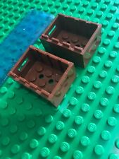 Lego 2 x BROWN Minifigure Container Crate 3 x 4 x 1 2/3 with Handholds