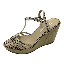 Colin Stuart Womens Suede Animal Print High Wedge Heel Shoes Sandals Size 6 Used