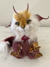 OOAK Art Doll || Monster Lovenna & Cat Pal (Algis Bear), 10.63”