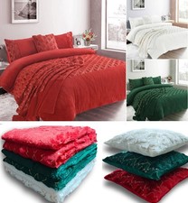 Xmas Tree Teddy Warm Fleece Duvet + Pillow Bedding Set & Cushion Covers Winter
