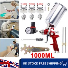 HVLP Spray Gun Kit Gravity Feed Car Primer Paint 1.4+1.7+2.5mm 1000ML Stainless