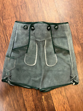 Vintage Childs Leather Suede Pants Shorts  German Lederhosen - Green