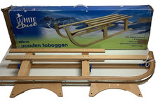 Traditional Wooden Toboggan Sled Sledge Sleigh 110cm Zinc Plated Runners Unmade