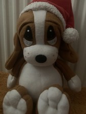 Rare Vintage Applause Sad Sam Basset Hound Honey Christmas Santa Hat Plush Dog