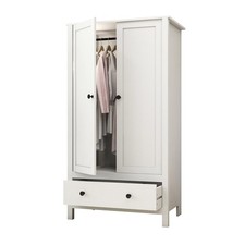 2 Door Wardrobe Double Wardrobe with 1 Drawer Storage Closet with Hanging Rail