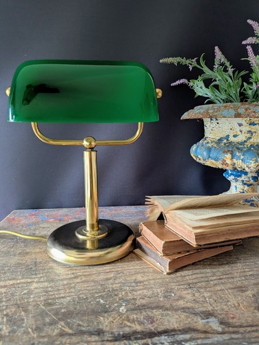 Vintage brass bankers lamp - vintage,