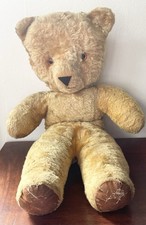 Rare - Antique - Collectable - Large Golden Mohair Bear - Straw Filled