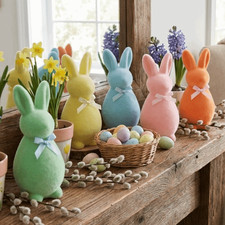 with Bow Easter Bunny Statue