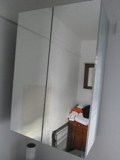 LARGE MIRROR DOORS WALL MOUNTED BATHROOM BEDROOM CABINET 900MM TALL