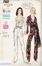 1969 Vintage VOGUE Sewing Pattern B36" JUMPSUIT (2343) Vogue 7697