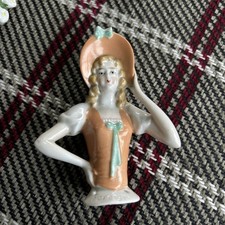 Antique Porcelain Lady Pin