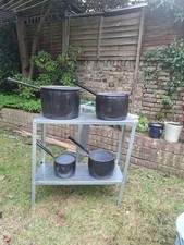 Antique Long-Handled Gypsy / Cast Iron Pots Rustic Charm Lot of 4 