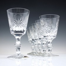 Six Vintage Edinburgh Crystal 'Star of Edinburgh Pattern' Wine Glasses c1980