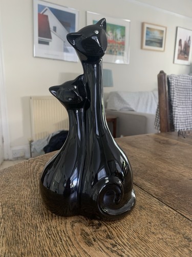 Ceramic cats figurines black - cats,