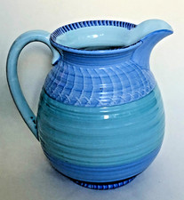 Antique Shelley Pottery "Harmony Pattern" Large Blue Jug C.1930's