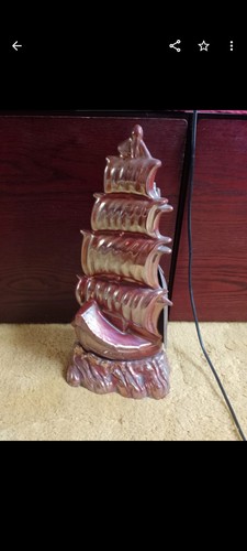 Vintage cast iron lustre ship - iron,