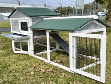 LARGE XXL 180CM OUTDOOR RABBIT HUTCH RUN WOODEN GUINEA PIG BUNNY PET GREY