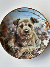 Border Terrier Ornamental Collectors Plates by Danbury Mint, set of 12, w/ stand