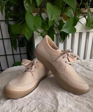 Clarks Soft Leather And Suede Lace Up Shoes Size 6 Beige And Pink cushion insole