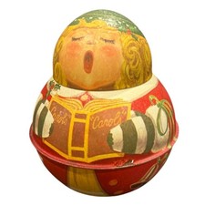 Vintage Bristol Ware 1984 Roly Poly Caroler Christmas tin box Chein Industries