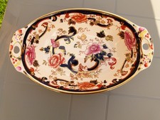 Masons Blue Mandalay Ironstone - Oval Twin Handled Bowl