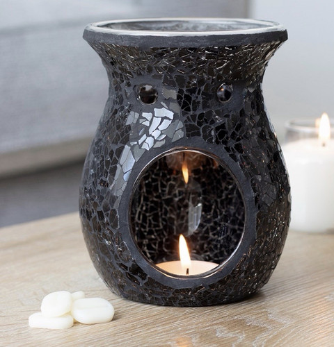 Black crackle glass tea light - tea,