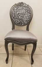 Grey Leopard Print Vintage Dining / Accent Chair