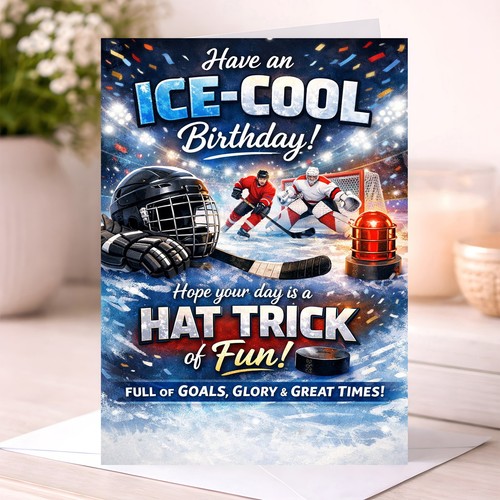 Ice hockey birthday card - card, –