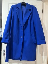 Simply Be Women's Blue Coat Size 24 Single Breasted Long Sleeve With Pockets