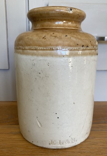 Antique stoneware salt - antique, glazed