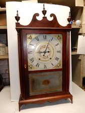 ANTIQUE SETH THOMAS PILLAR AND SCROLL SHELF CLOCK WOODEN WORKS CA. 1825
