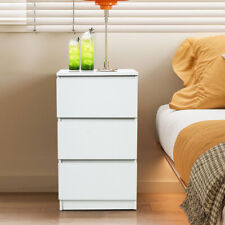 Bedside 3 Drawer Storage Cabinet White Small Slim Bedside Table Bedroom