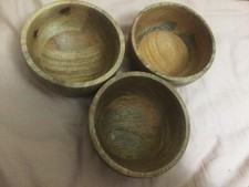 NEXT Mango Wood Nibble Bowls X3 Wooden serving dips snacks table - Brand New