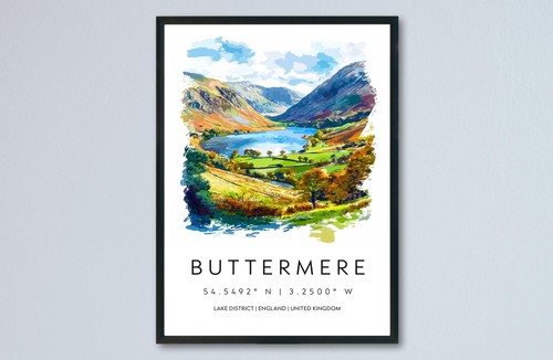 Buttermere watercolor poster - buttermere,