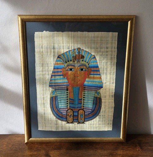 Framed egyptian papyrus mask - egyptian,