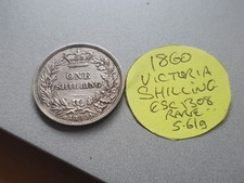 1860 Silver One SHILLING Coin Queen Victoria (1837-01) 5.61g ESC1308