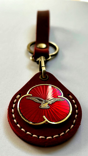Keyring leather red poppies - keyring,
