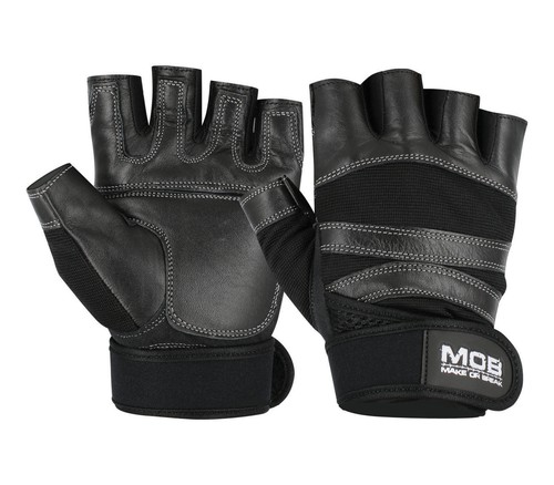 Black leather gym gloves - leather,