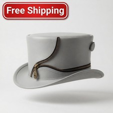 Leather steampunk top hat - top,