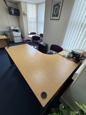 Large Corner Office Desk with Matching 3-Drawer Pedestal – Beech Effect #3