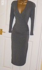 Phase Eight grey stretch jersey wiggle wrap dress sz 12 smart every day or party