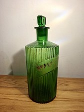 Antique Green Glass Apothecary Bottle With Stopper 
