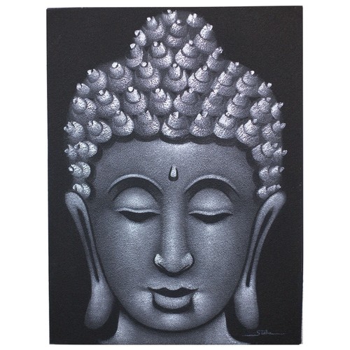 Buddha painting grey sand - buddha,