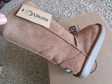 NEW UKALA SYDNEY HIGH FLEECE LINED SUEDE BOOTS GIRLS 8 CHESTNUT  