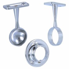 19/25 mm CHROME WARDROBE RAIL FITTINGS Fixtures Support Centre Brackets Sockets