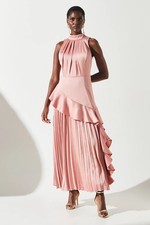 Coast Womens Maxi Dress Elegant Rose Sleeveless Pleated Formal Gown