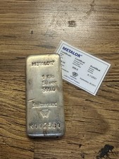 Metalor 1kg Fine Silver Kilo Bullion Bar .999 1000g